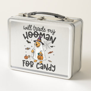Funny Golden Dog Halloween Ghost Spooky Metal Lunch Box