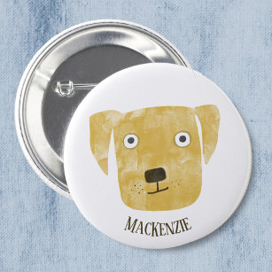 Funny Golden Labrador Retriever Dog Custom Name 1 Inch Round Button