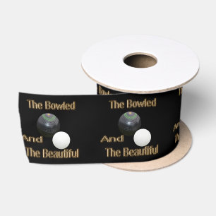 Funny Golden Lawn Bowls Bowled Beautiful Design,  Satin Ribbon