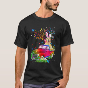 Funny Golden Retriever Bunny Truck Hunting Eggs Tr T-Shirt