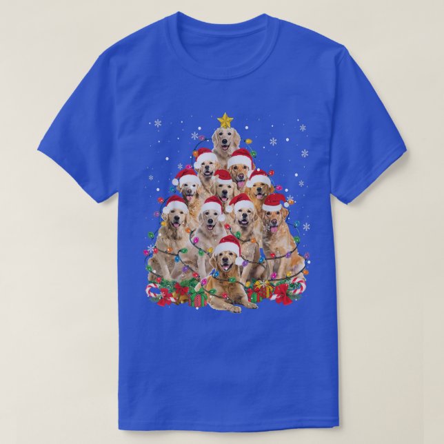 Funny Golden Retriever Christmas Lights Tree Dog L T-Shirt (Design Front)