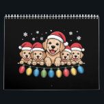 Funny Golden Retriever Christmas Puppy Dog  Calendar<br><div class="desc">Funny Golden Retriever Christmas Puppy Dog</div>