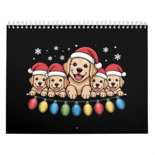 Funny Golden Retriever Christmas Puppy Dog  Calendar