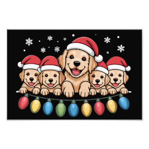 Funny Golden Retriever Christmas Puppy Dog Photo Print