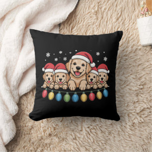 Funny Golden Retriever Christmas Puppy Dog  Throw Pillow