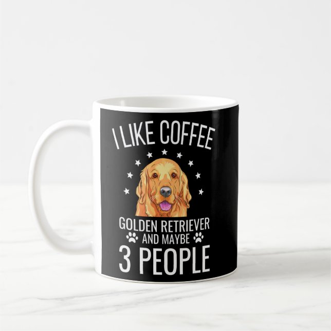 Funny Golden Retriever Dog & Coffee Lover Tee Dog Coffee Mug (Left)
