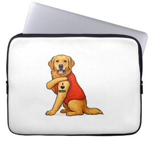 Funny golden retriever Dog I Love Mom Tattoo Lover Laptop Sleeve