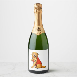 Funny golden retriever Dog I Love Mom Tattoo Lover Sparkling Wine Label