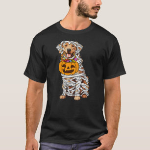 Funny Golden Retriever Dog Mummy Halloween Pumpkin T-Shirt