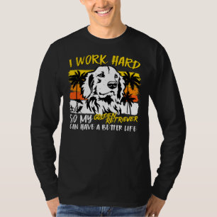 Funny Golden Retriever Dog Retro Vintage Sunset Fu T-Shirt