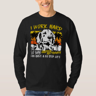 Funny Golden Retriever Dog Retro Vintage Sunset Fu T-Shirt