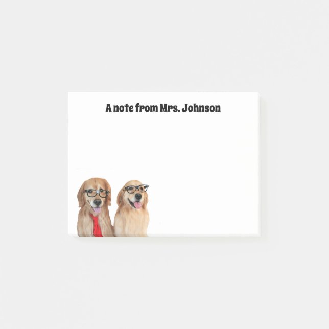 Funny Golden Retriever Dog Teacher Post-it Notes (Front)