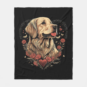 Funny Golden Retriever Dog Valentine Day Fleece Blanket