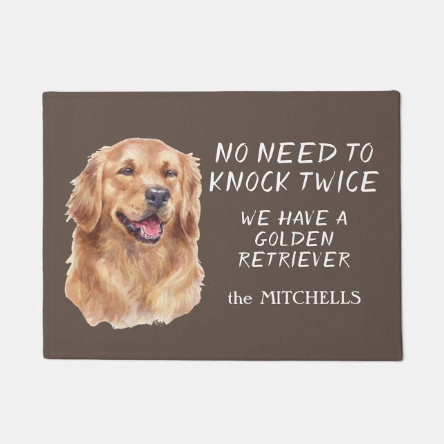 Funny Golden Retriever Don't Knock Twice Doormat (Front)