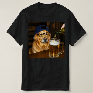 Funny Golden Retriever Drinking Beer - Dog Lover G T-Shirt