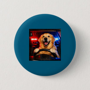 Funny golden retriever driving meme dog driving a 2 inch round button
