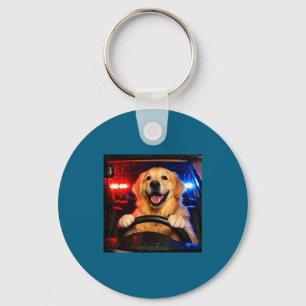 Funny golden retriever driving meme dog driving a keychain