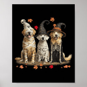 Funny Golden Retriever Ghost Dogs Halloween For Poster
