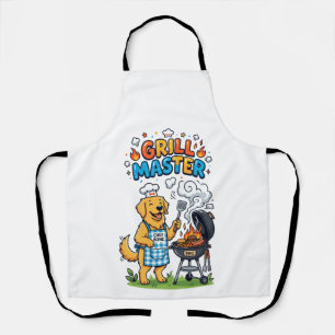Funny Golden Retriever Grill Master BBQ Graphic Apron