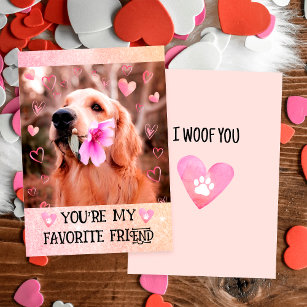 Funny Golden Retriever I Woof You Valentine's Day  Holiday Card
