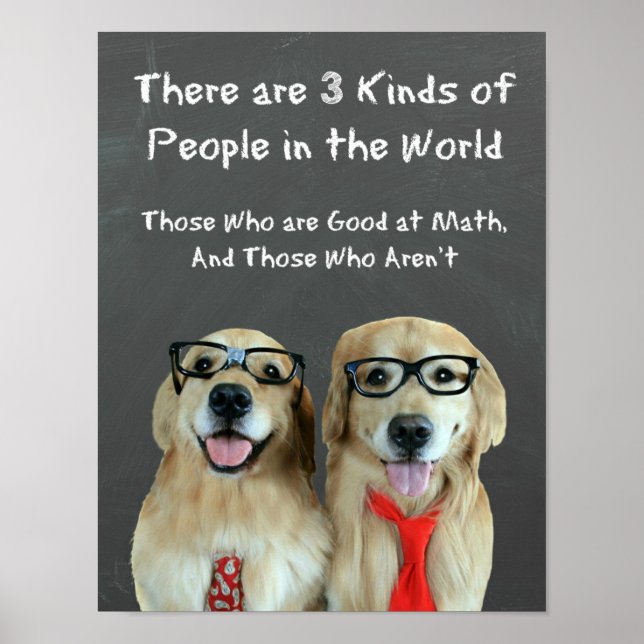 Funny Golden Retriever Math Joke Classroom Poster (Front)