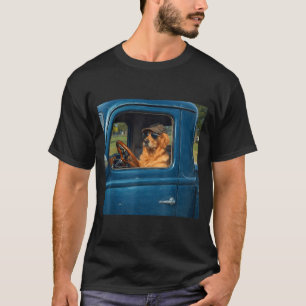 Funny golden retriever meme dog driving vintage T-Shirt
