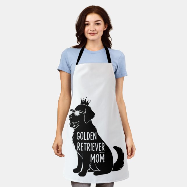 Funny Golden Retriever Mom | Cute Dog with Crown  Apron (Worn)