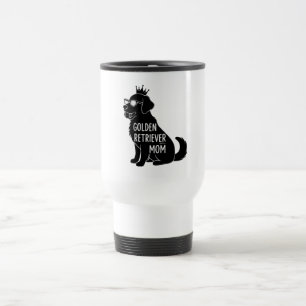 Funny Golden Retriever Mom Cute Dog with Crown Travel Mug