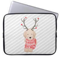 Funny Golden Retriever Puppy Reindeer Antlers