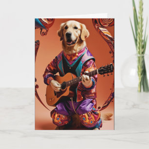 Funny Golden Retriever Rock Star Card