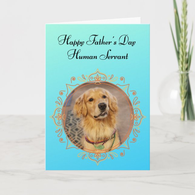 Funny Golden Retriever Rules the House Fathers Day Card (Front)