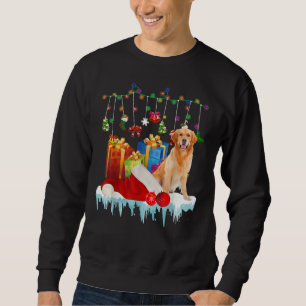 Funny Golden Retriever Santa Hat Christmas Lights Sweatshirt