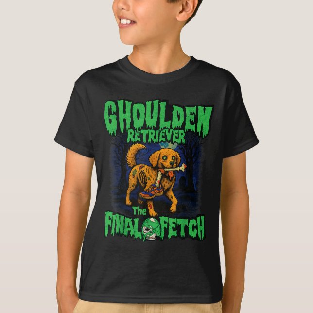 Funny Golden Retriever Zombie Halloween, Soky Ghou T-Shirt (Front)
