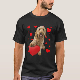 Funny Goldendoodle Dog Hearts Happy Valentines Day T-Shirt