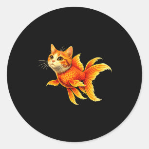 Funny goldfish cat hybrid cute animal meme  classic round sticker