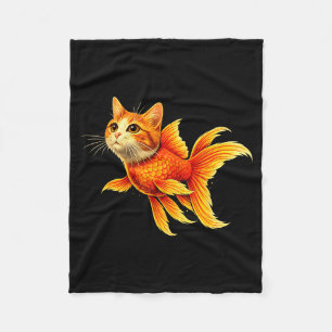 Funny goldfish cat hybrid cute animal meme  fleece blanket