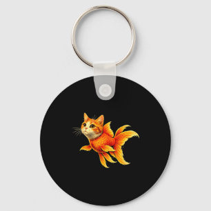 Funny goldfish cat hybrid cute animal meme  keychain