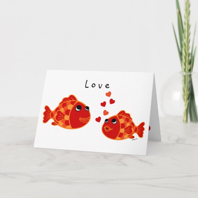 Funny Goldfish Love Cartoon Holiday Card (Front)