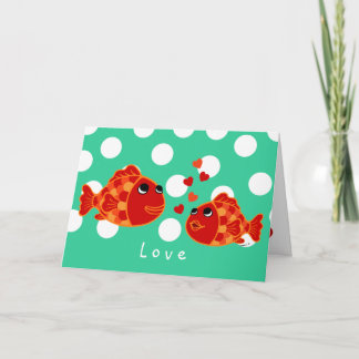 Funny Goldfish Love Cartoon Holiday Card