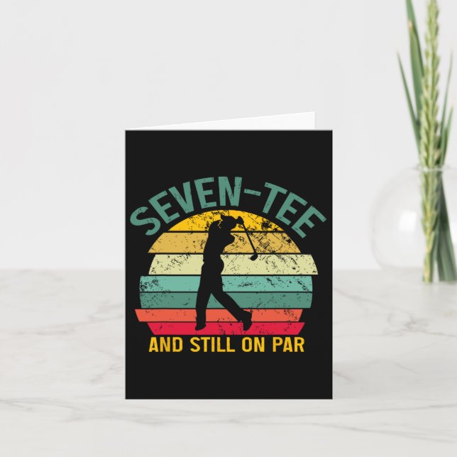 Funny Golf 70th Birthday Retro Seven-tee And Still Card (Front)