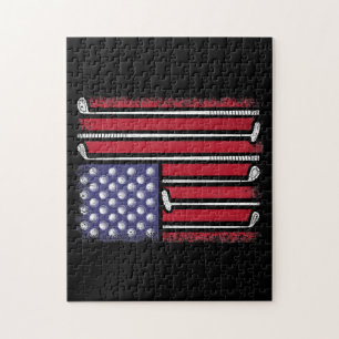 Funny Golf American Flag Golf Player Vintage Golfe Jigsaw Puzzle
