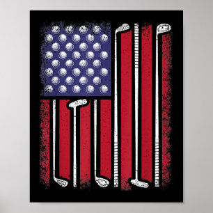 Funny Golf American Flag Golf Player Vintage Golfe Poster