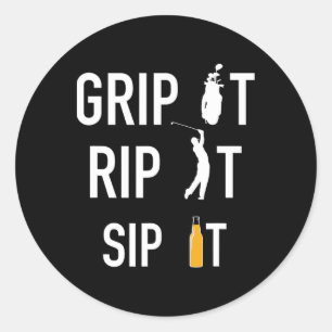 Funny Golf And Beer Grip It Rip It Sip It Gift Shi Classic Round Sticker