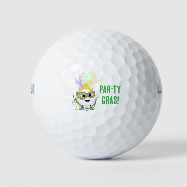Funny Golf Ball Celebrating Mardi Gras  (Front)
