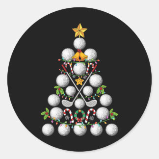 Funny Golf Ball Christmas Tree Christmas Golf Love Classic Round Sticker
