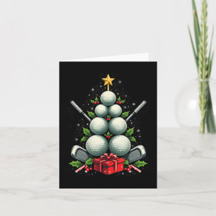 Funny Golf Ball Christmas Tree Santa Hat Xmas Tee Card
