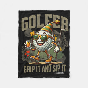 Funny Golf Ball Drinking  Fleece Blanket