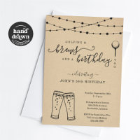 Funny Golf & Beer Birthday Party Invitation