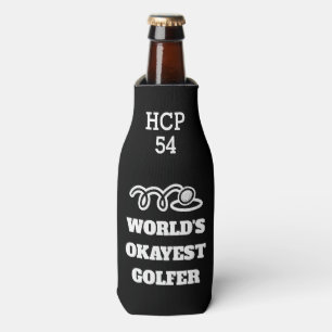 Funny golf beer bottle cooler with handicap number