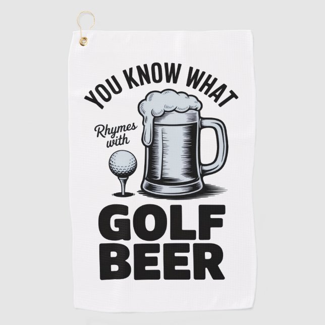 Funny Golf Beer Golfer Gift Beer Humor Golfing Towel (Front)
